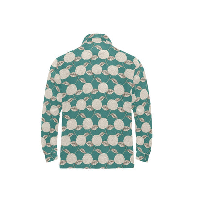 Hydrangea Pattern Print Design HD03 Long Sleeve Polo Shirt For Men's