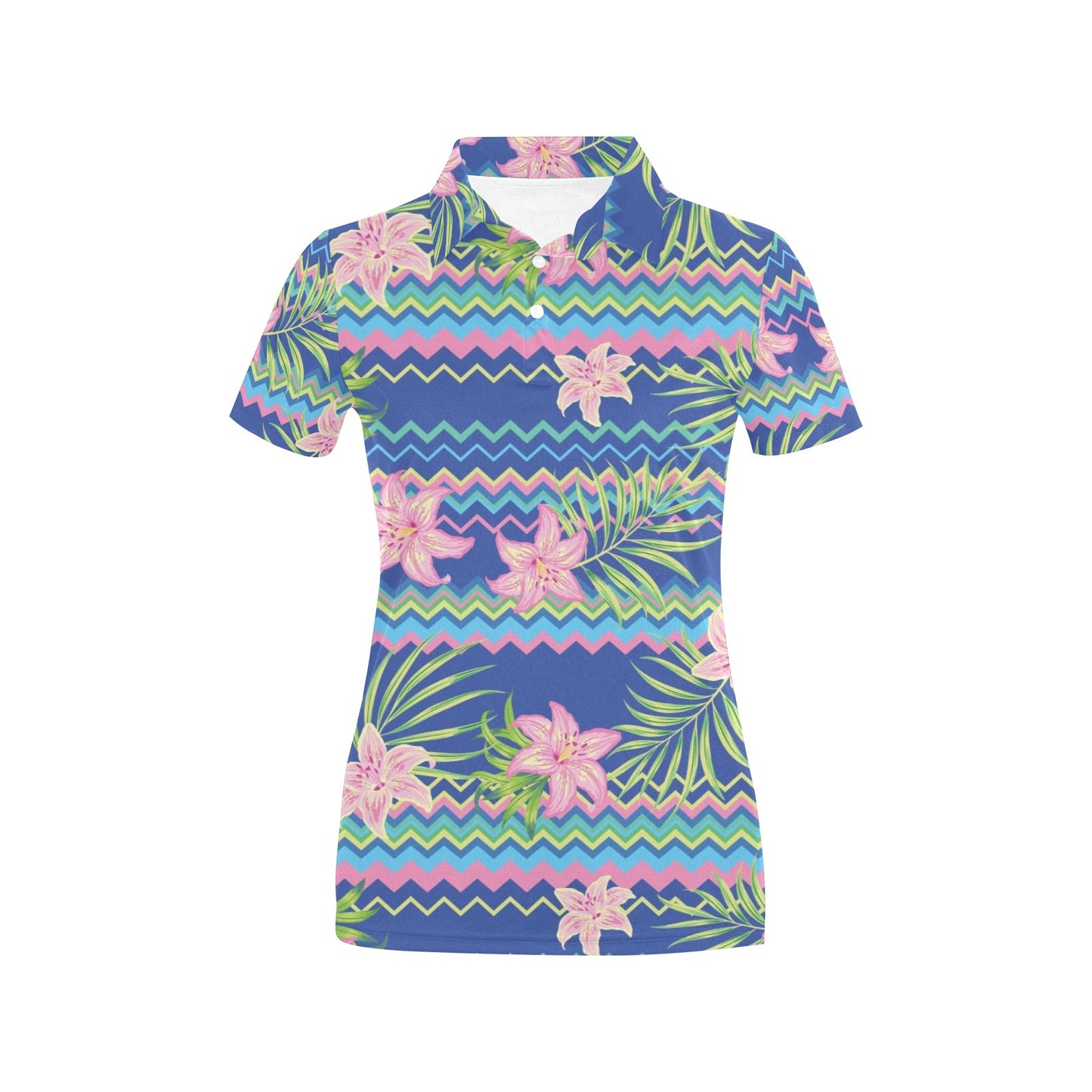 Lily Pattern Print Design LY015 Women's Polo Shirt