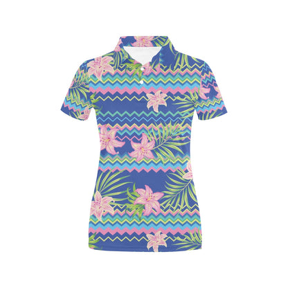Lily Pattern Print Design LY015 Women's Polo Shirt