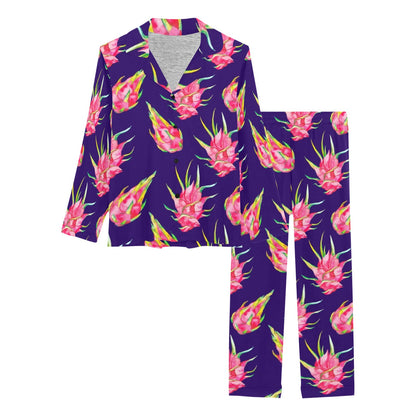 Dragonfruit Pattern Print Design DF02 Women's Long Pajama Set