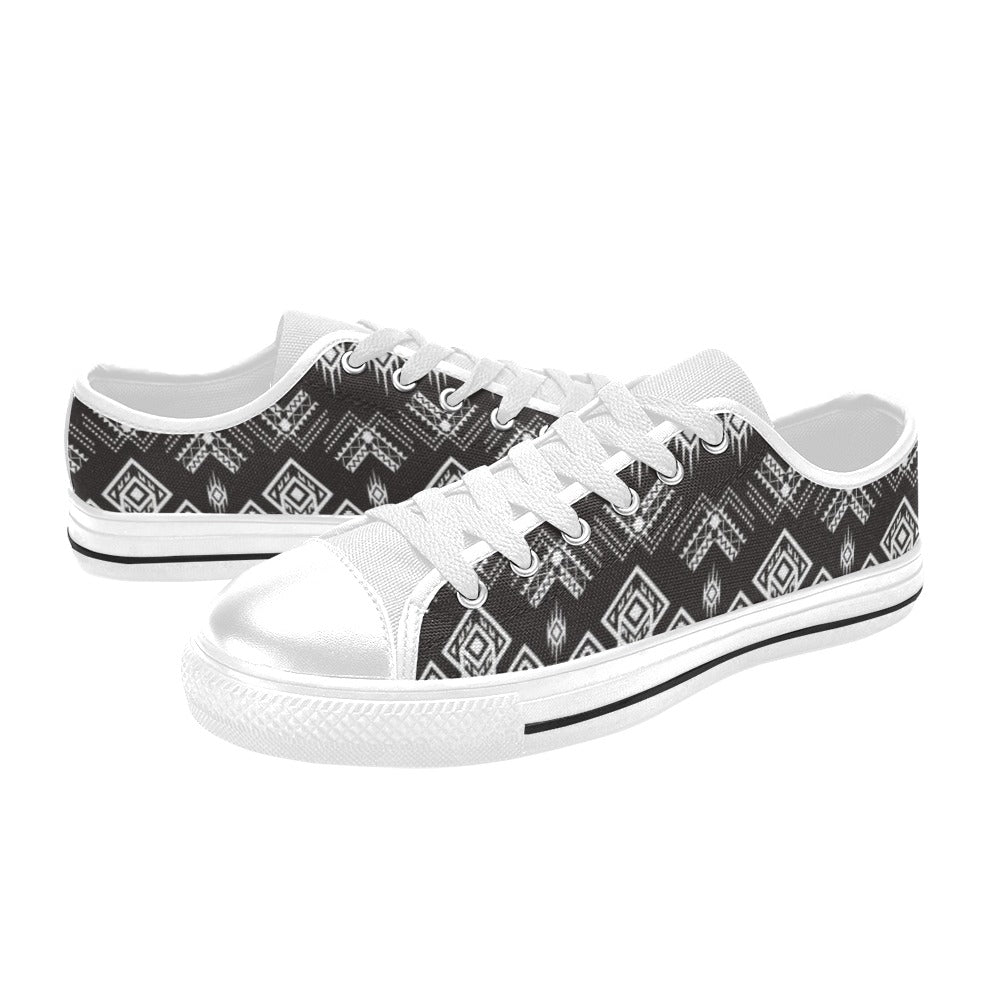 Tribal Pattern Print Design LKS304 Women's White Low Top Shoes