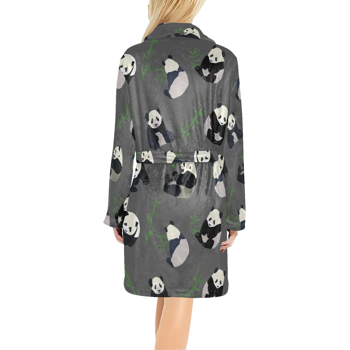 Panda Pattern Print Design A06 Women's Fleece Robe