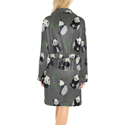 Panda Pattern Print Design A06 Women's Fleece Robe