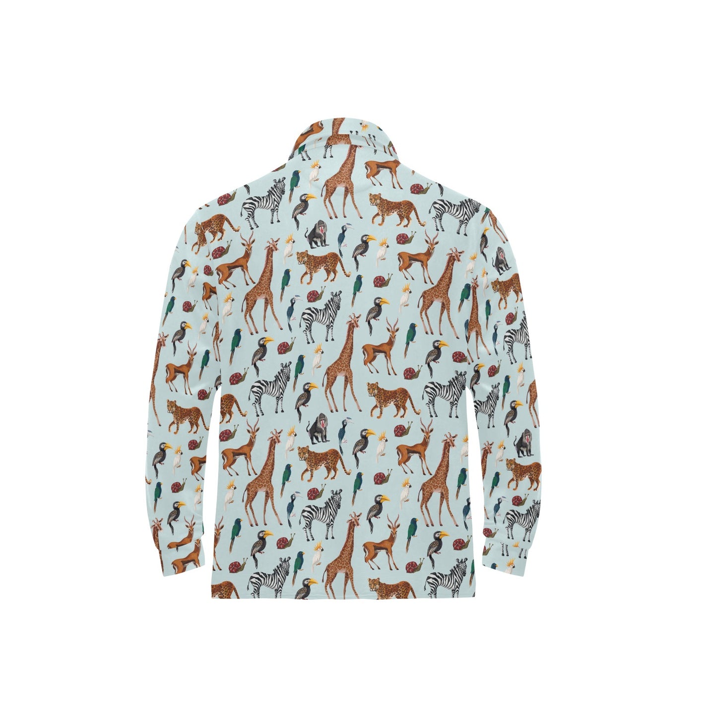 Safari Animal Print Design LKS306 Long Sleeve Polo Shirt For Men's