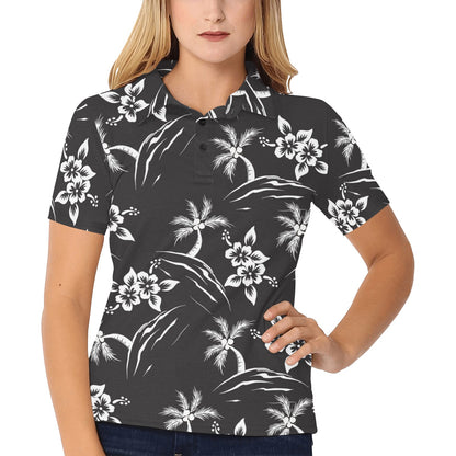 Palm Tree Pattern Print Design PT02 Women's Polo Shirt