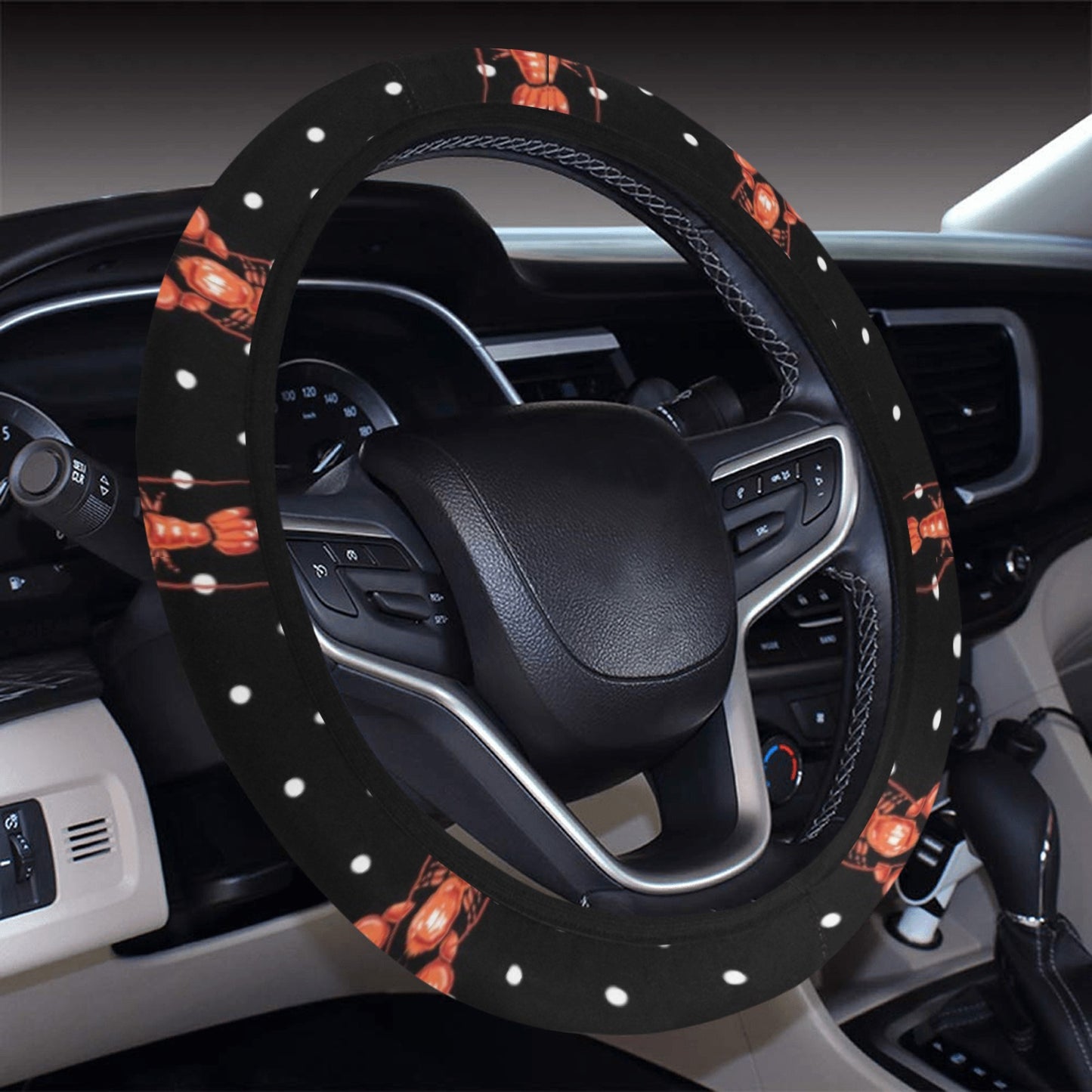 Lobster Print Design LKS401 Steering Wheel Cover with Elastic Edge