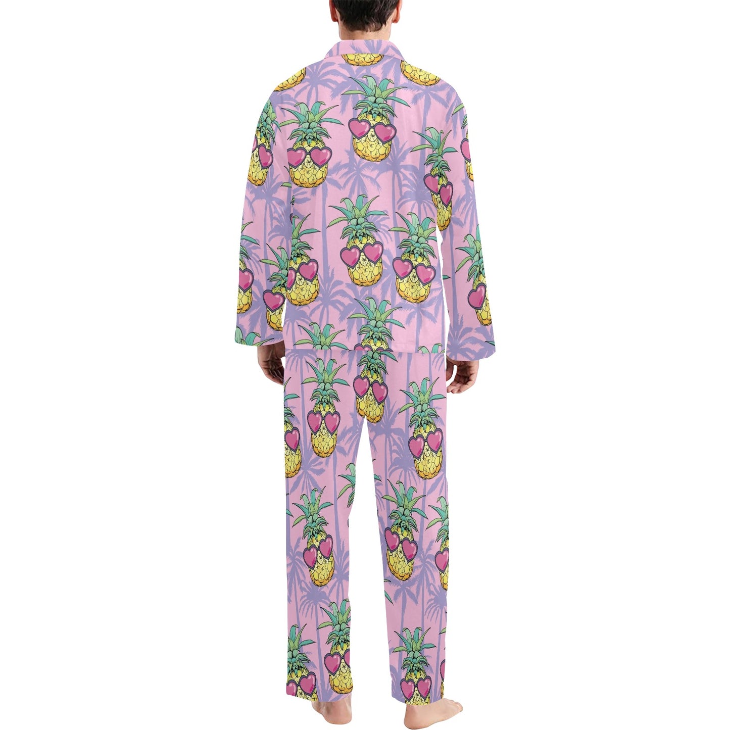 Pineapple Pattern Print Design PP06 Men's Long Pajama Set