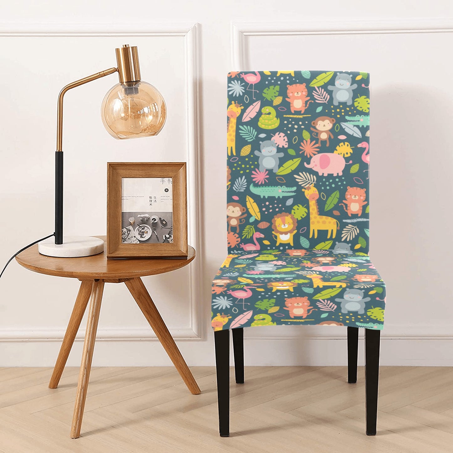 Safari Animal Cartoon Print Design LKS305 Dining Chair Slipcover