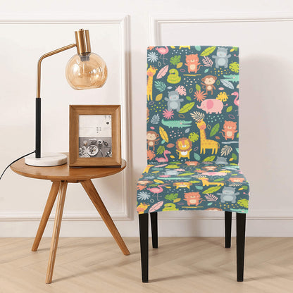 Safari Animal Cartoon Print Design LKS305 Dining Chair Slipcover