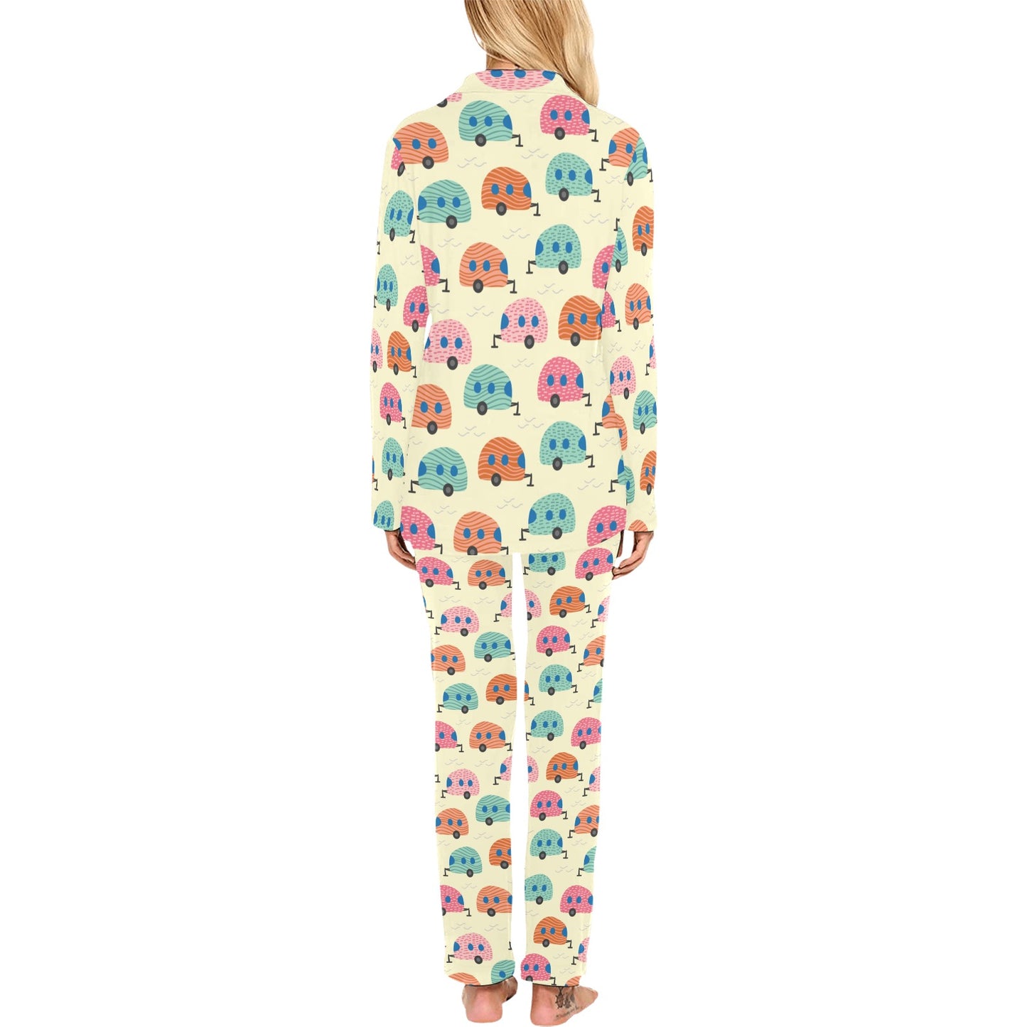 Camper Pattern Print Design 06 Women's Long Pajama Set