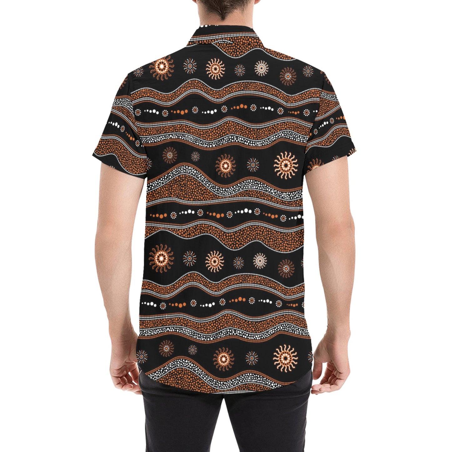 Aboriginal Print Design LKS404 Men Short Sleeve Button Up Shirt