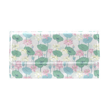 Water Lily Print Design LKS305 Women's Trifold Wallet