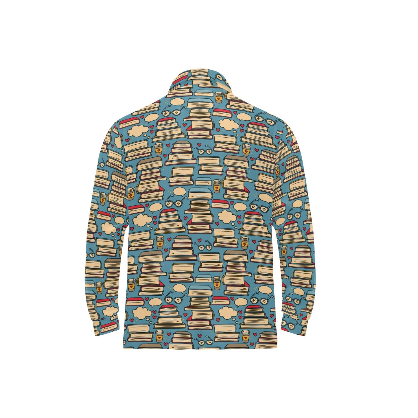 Book Pattern Print Design 03 Long Sleeve Polo Shirt For Men's