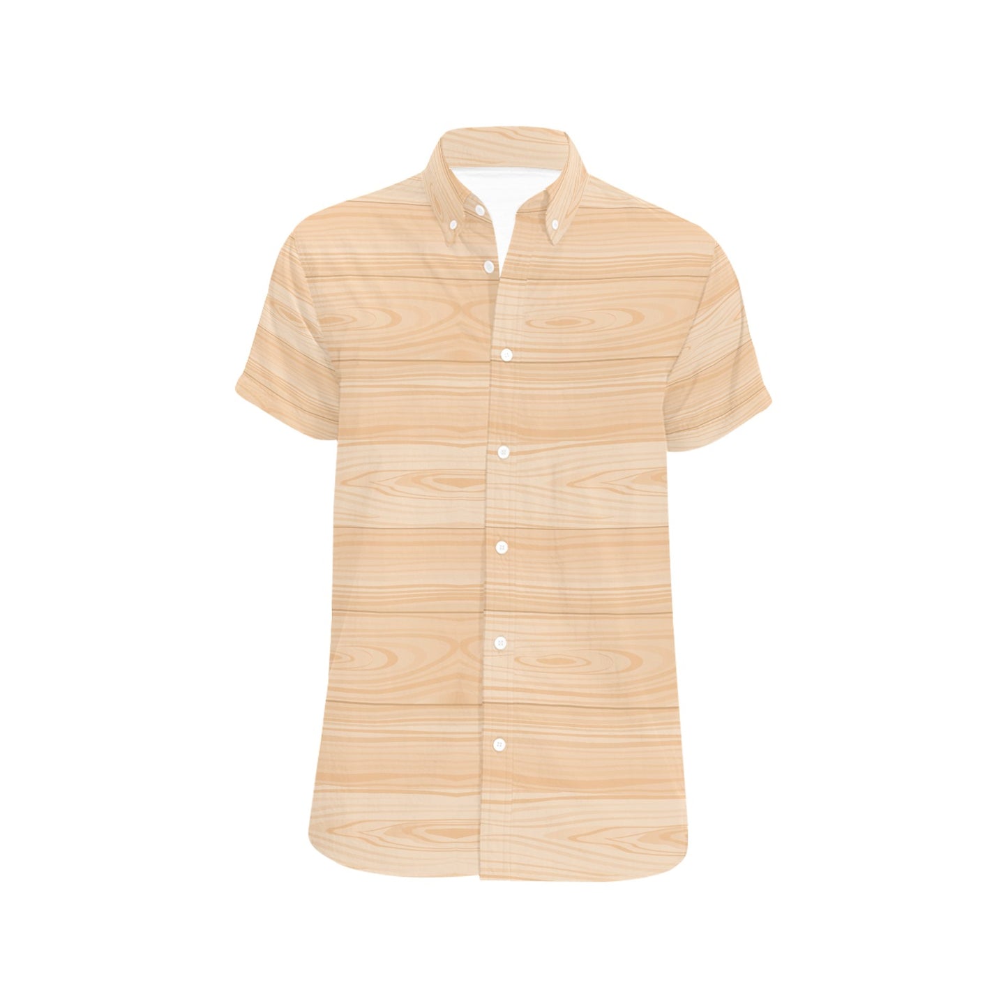 Wood Texture Print Design LKS302 Men Short Sleeve Button Up Shirt