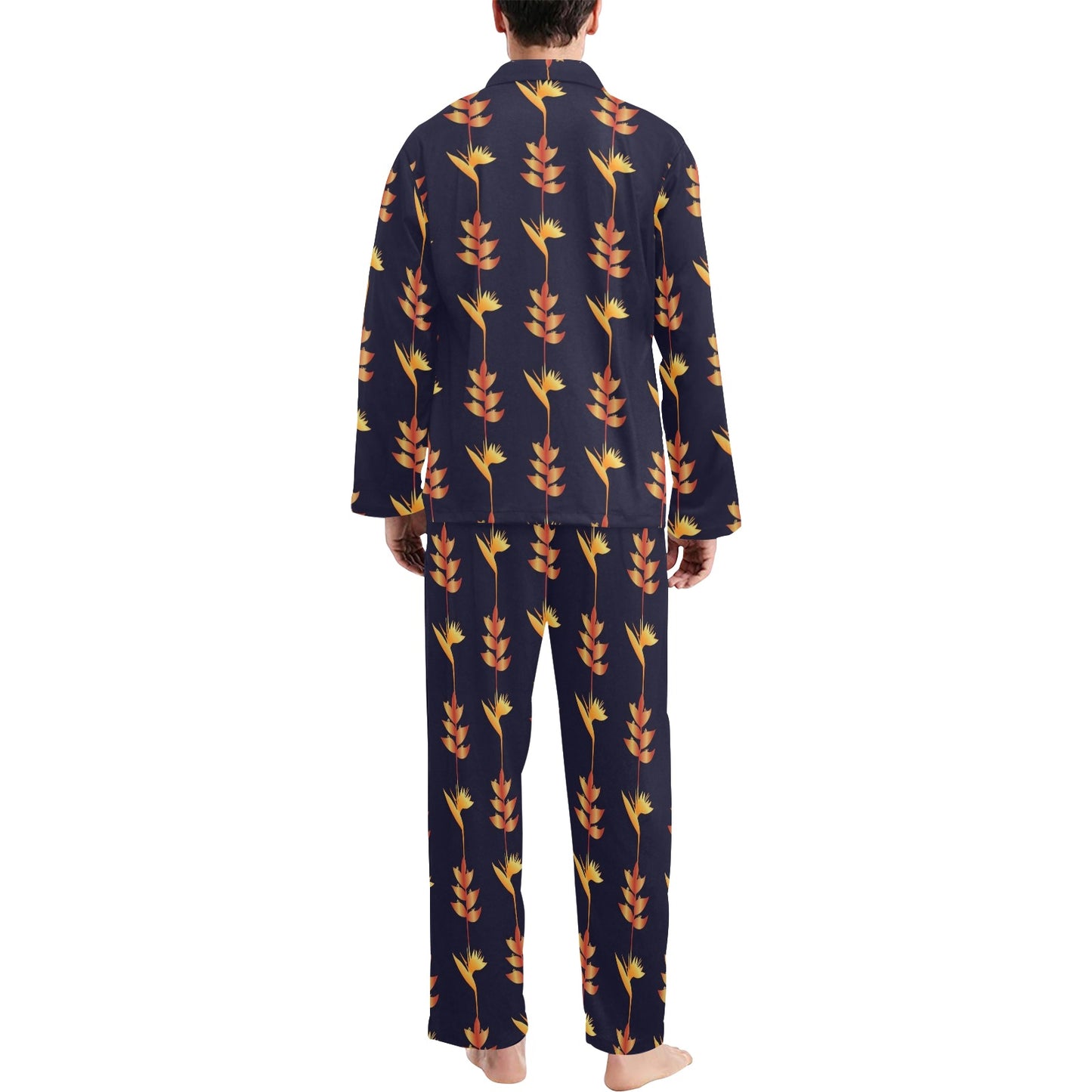 Heliconia Pattern Print Design HL06 Men's Long Pajama Set