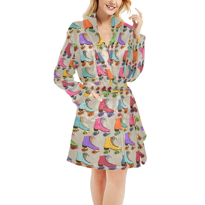 Roller skate Pattern Print Design A01 Women's Fleece Robe