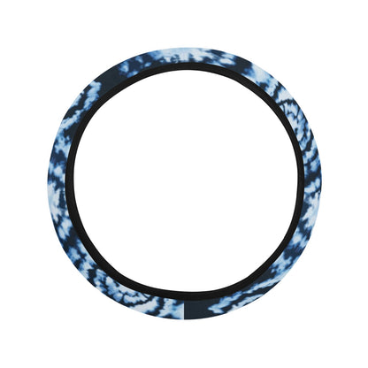 Tie Dye Dark Blue Print Design LKS306 Steering Wheel Cover with Elastic Edge