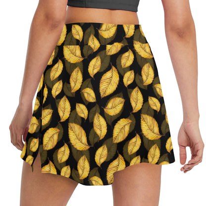 Elm Leave Summer Print Pattern 17" Golf & Pickleball Skort with Pockets