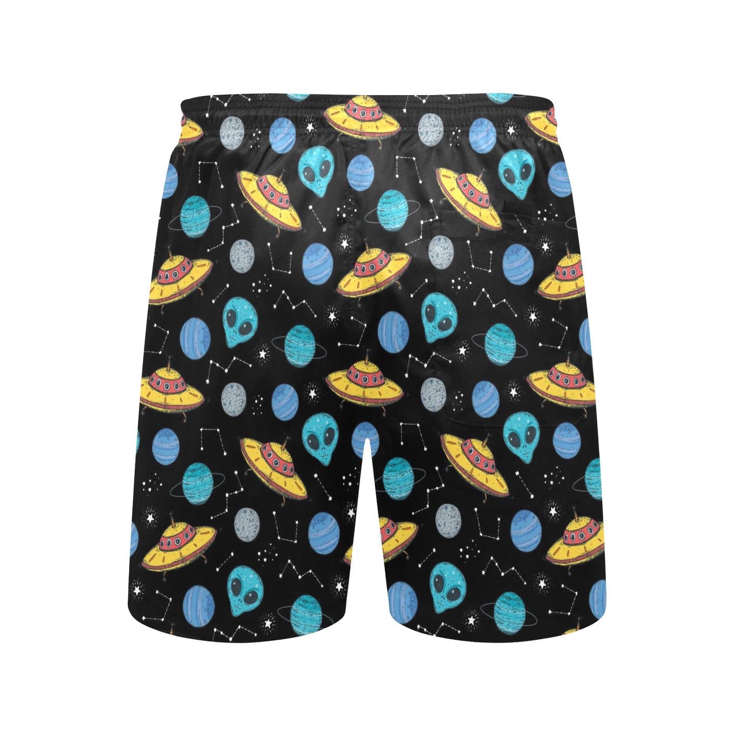 UFO Alien Print Design LKS306 Men's Swim Trunks Beach Shorts