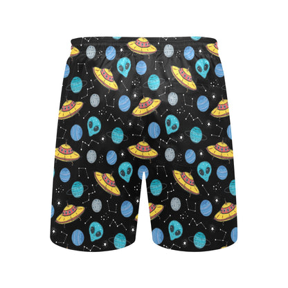 UFO Alien Print Design LKS306 Men's Swim Trunks Beach Shorts