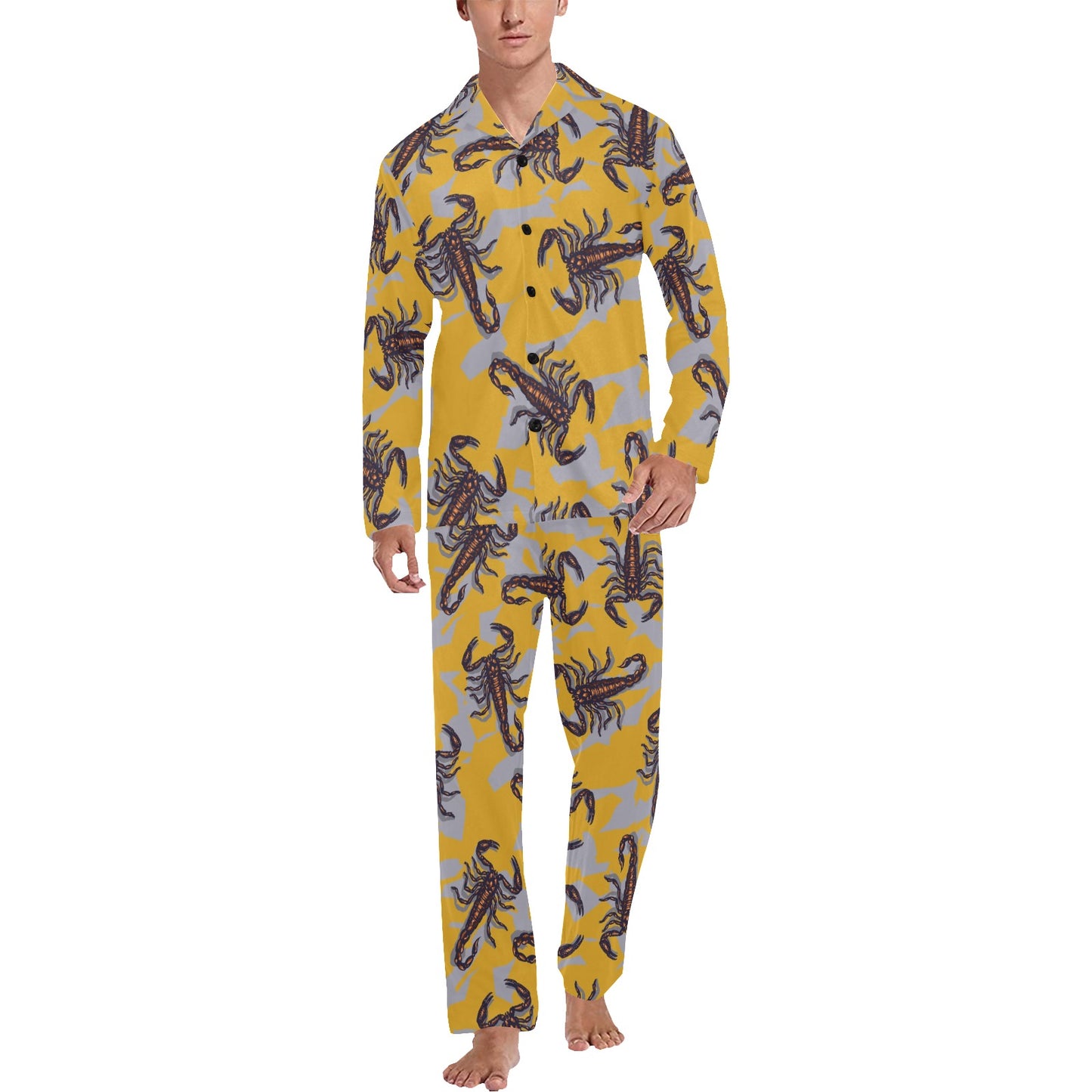 Scorpion Pattern Print Design 01 Men's Long Pajama Set