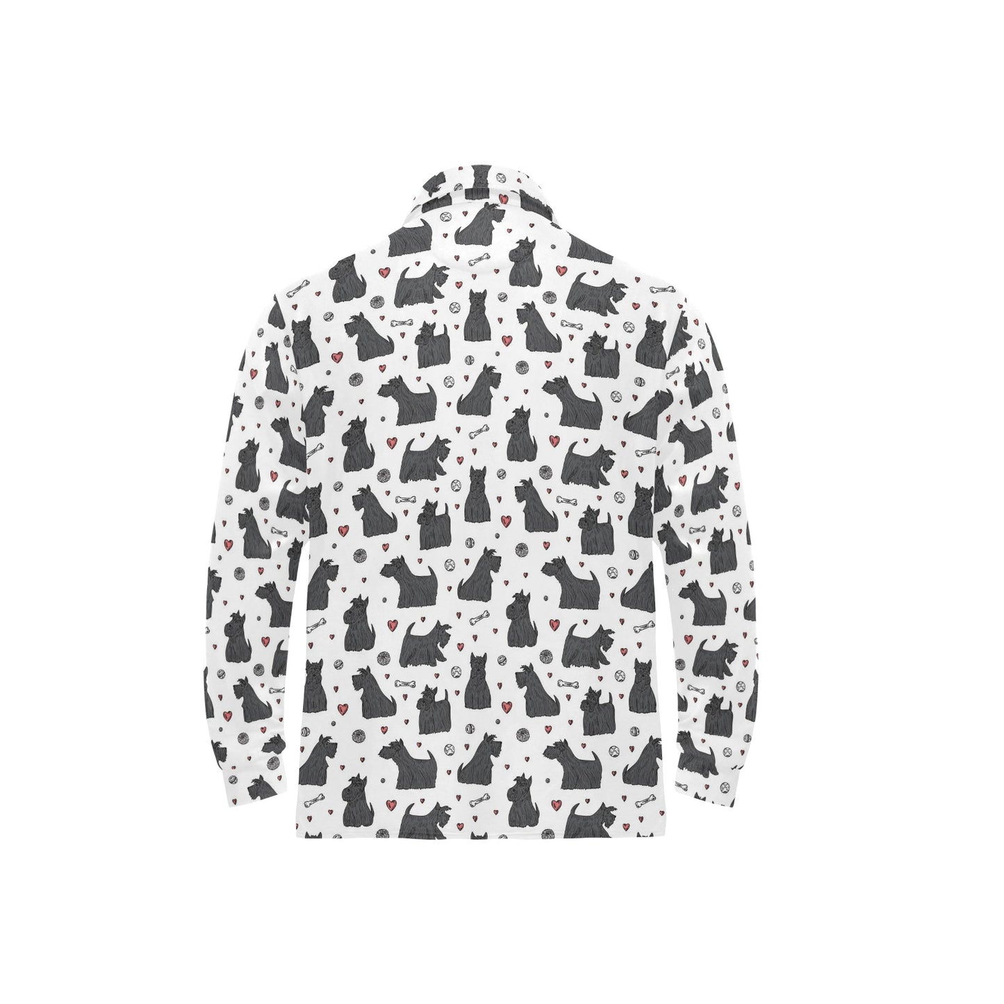Scottish Terriers Print Design LKS3015 Long Sleeve Polo Shirt For Men's