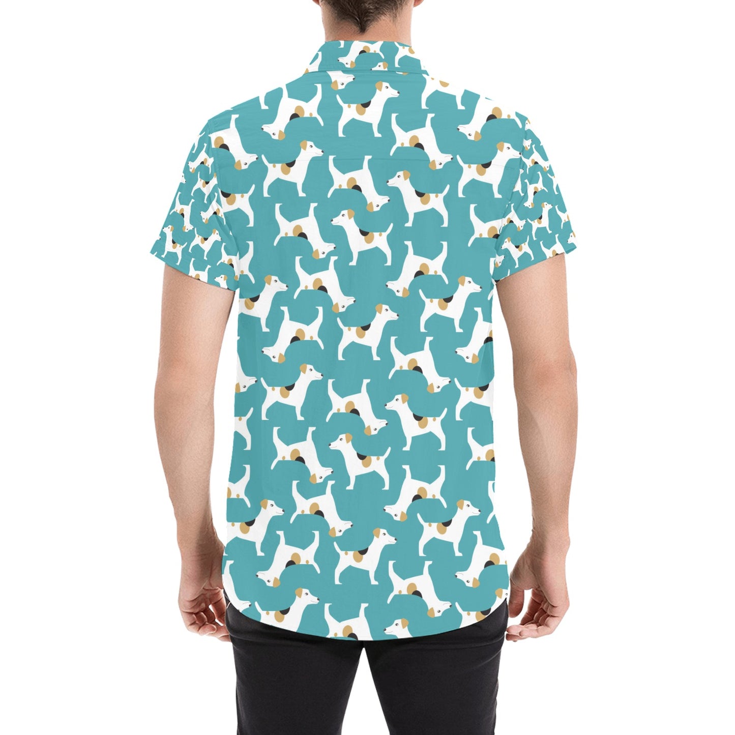 Russell Terriers Print Design LKS301 Men Short Sleeve Button Up Shirt