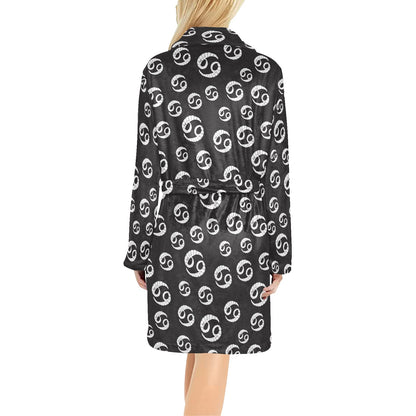Cancer Zodiac Pattern Print Design 02 Women's Fleece Robe