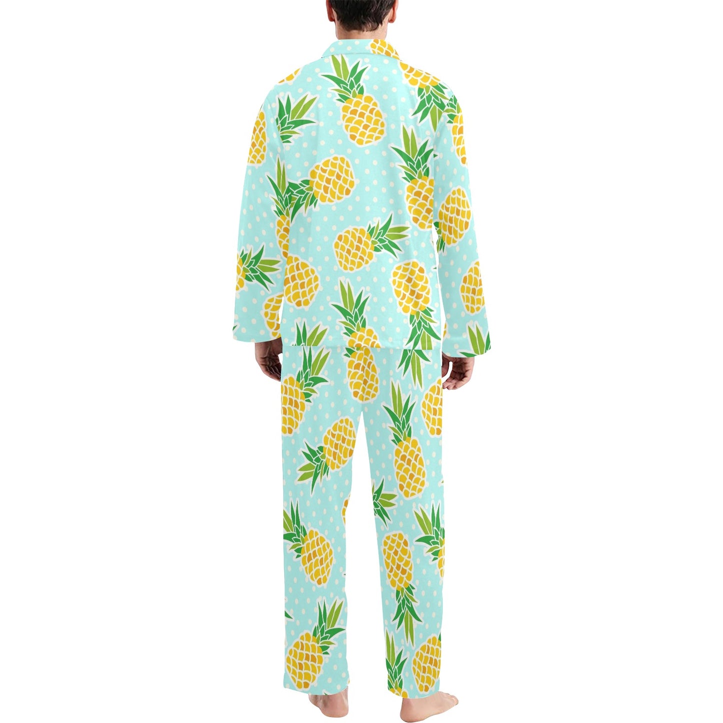 Pineapple Pattern Print Design PP01 Men's Long Pajama Set