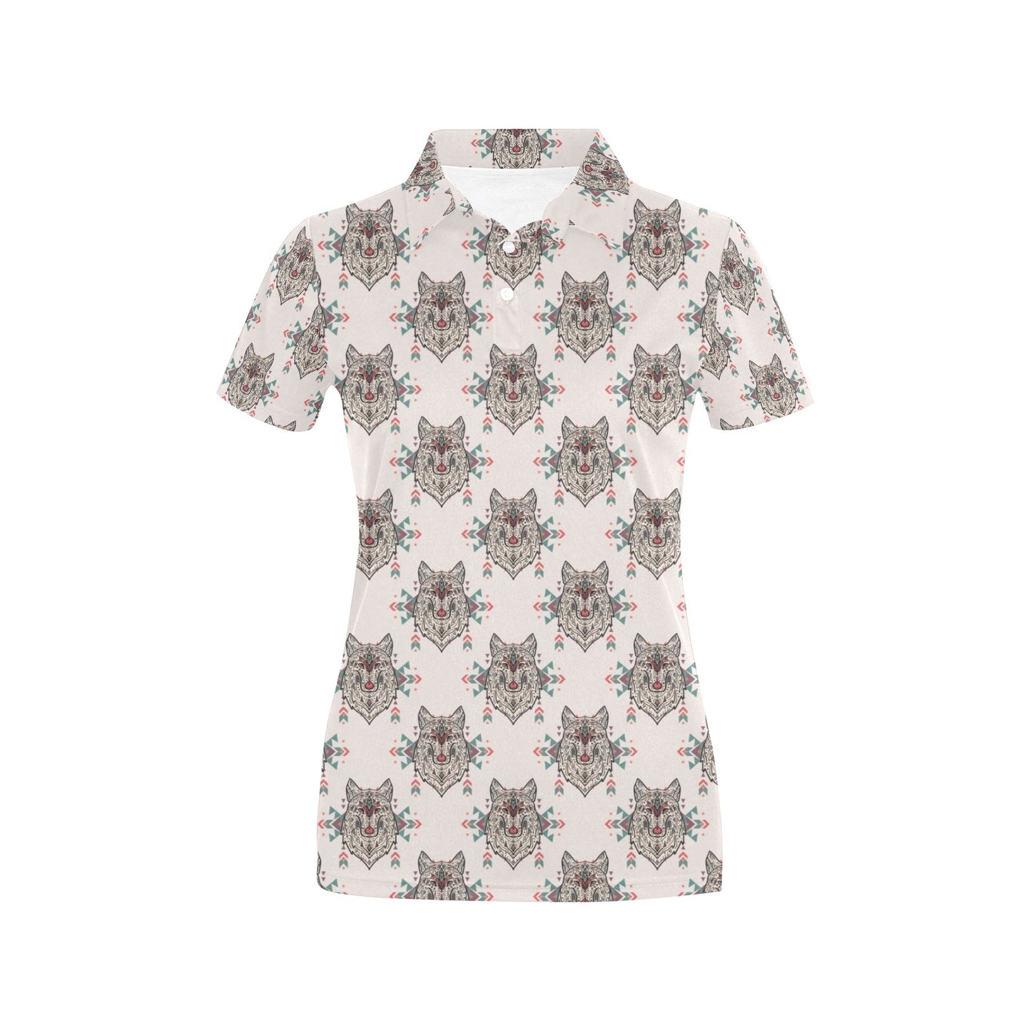 Aztec Wolf Pattern Print Design 01 Women's Polo Shirt
