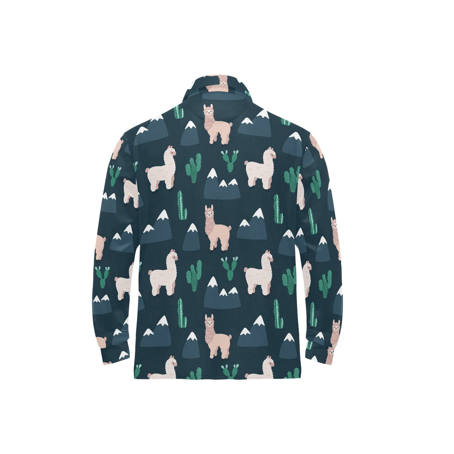 Llama Pattern Print Design 06 Long Sleeve Polo Shirt For Men's
