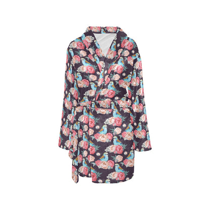 Bluebird Pattern Print Design 02 Women's Fleece Robe