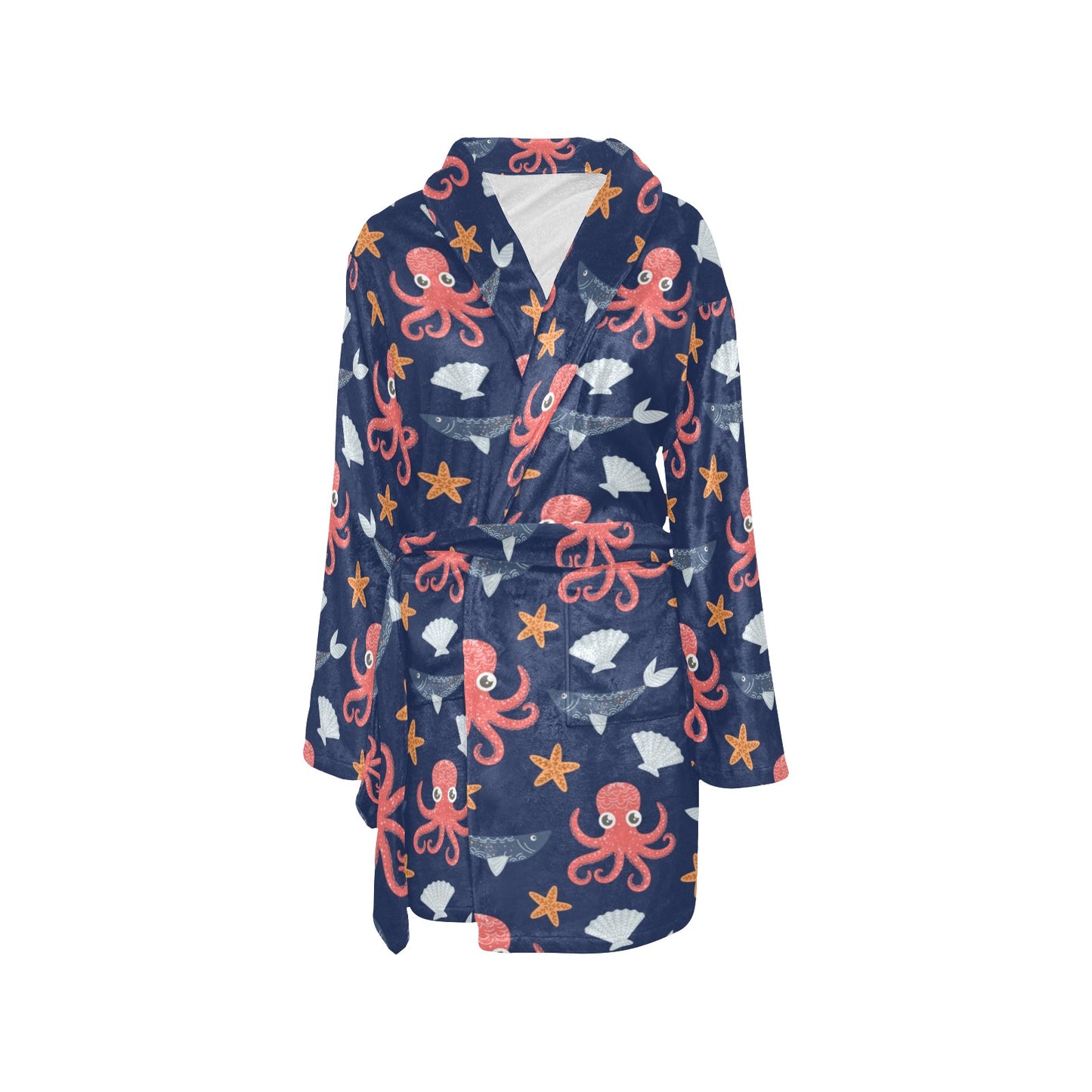 Octopus Pattern Print Design A04 Women's Fleece Robe