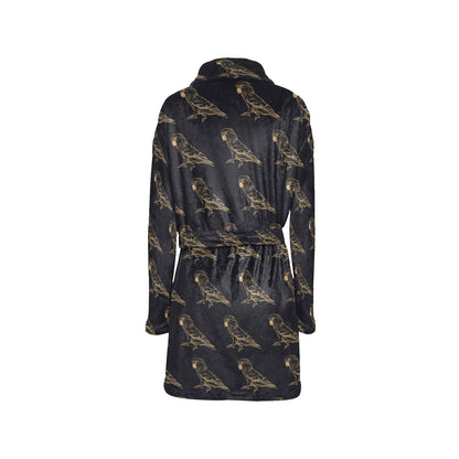 Parakeet Pattern Print Design A04 Women's Fleece Robe