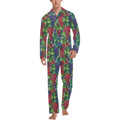 Grape Pattern Print Design GP02 Men's Long Pajama Set