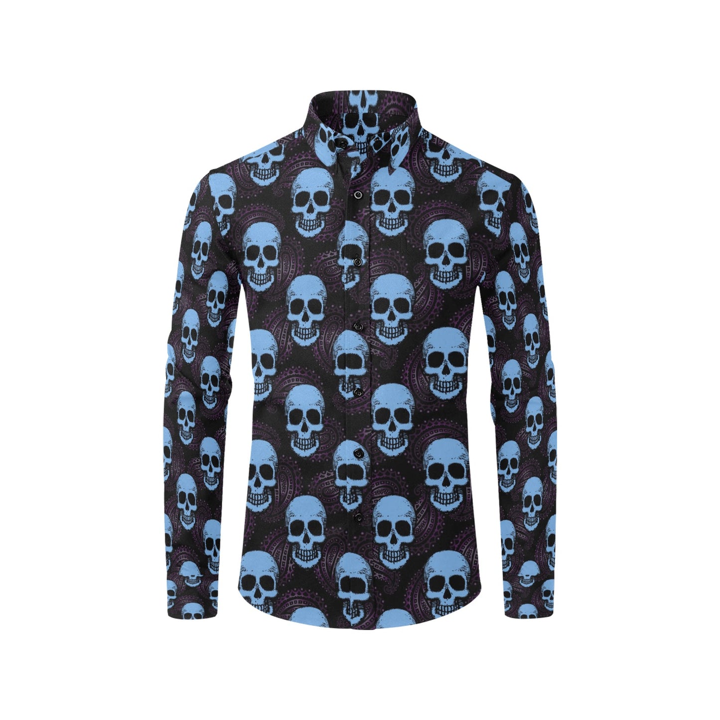 Skull Print Design LKS3012 Men's Long Sleeve Dress Shirt