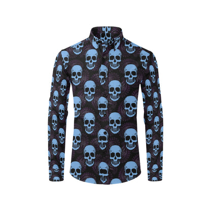 Skull Print Design LKS3012 Men's Long Sleeve Dress Shirt