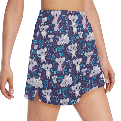 Koala Cute Themed Design Print 17" Golf & Pickleball Skort with Pockets
