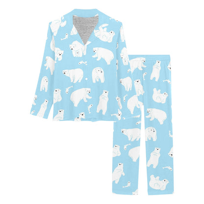 Polar Bear Pattern Print Design PB01 Women's Long Pajama Set