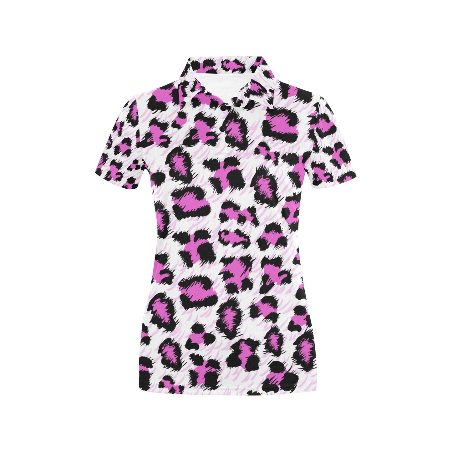 Leopard Pink Skin Print Women's Polo Shirt