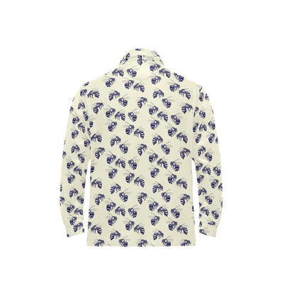 Bee Pattern Print Design 02 Long Sleeve Polo Shirt For Men's