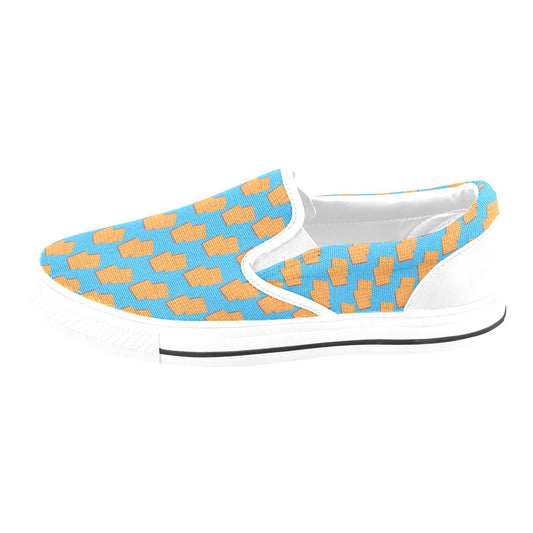 Waffle Print Design LKS304 White Slip Ons Canvas Women's Shoes