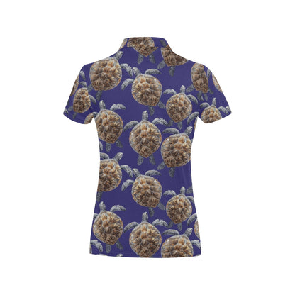 Sea Turtle Pattern Print Design T05 Women's Polo Shirt