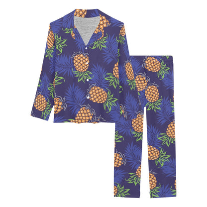 Pineapple Pattern Print Design PP02 Women's Long Pajama Set