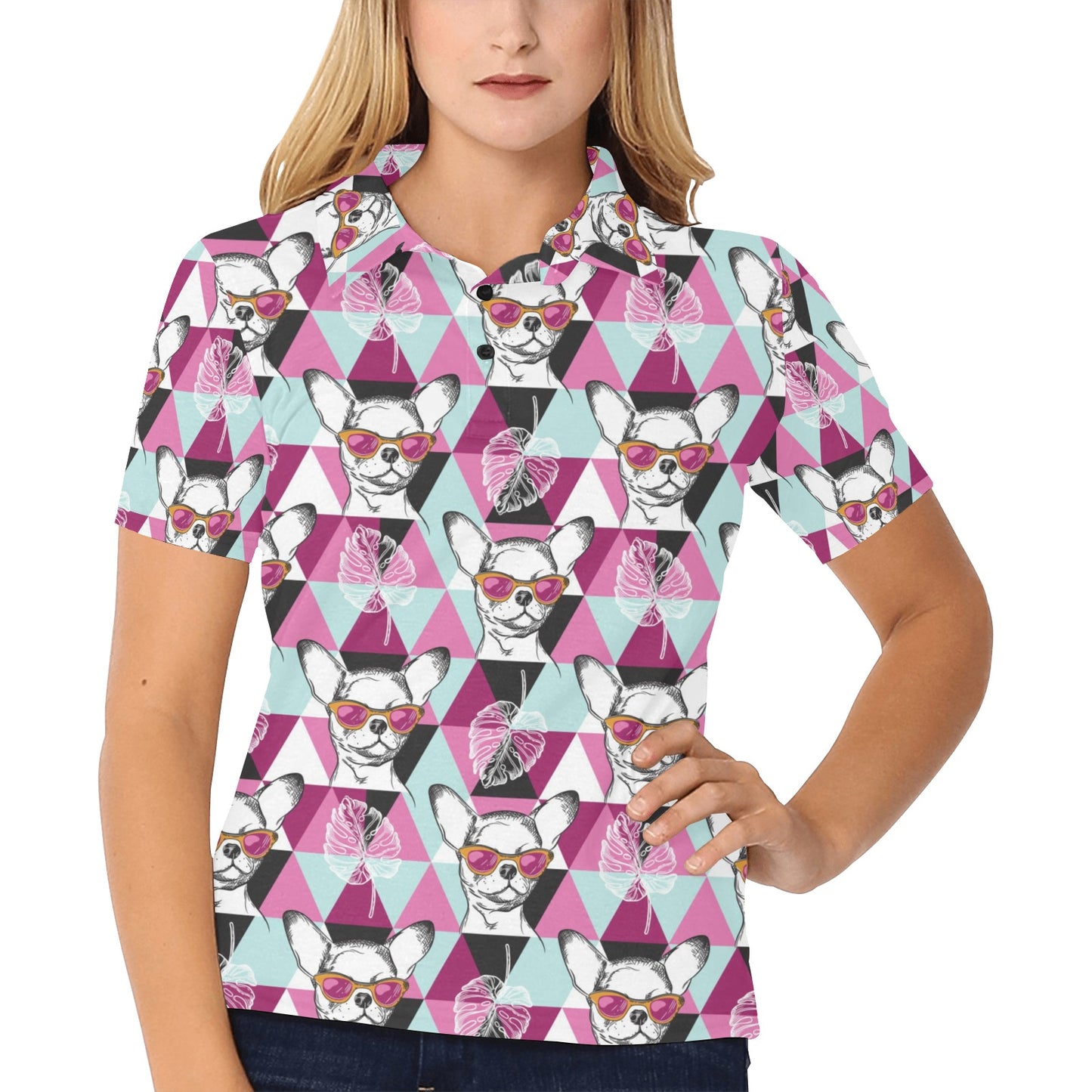 Chihuahua Cute Triangle Pattern Women's Polo Shirt