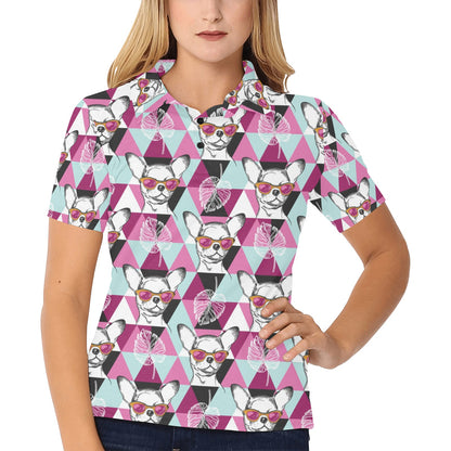 Chihuahua Cute Triangle Pattern Women's Polo Shirt
