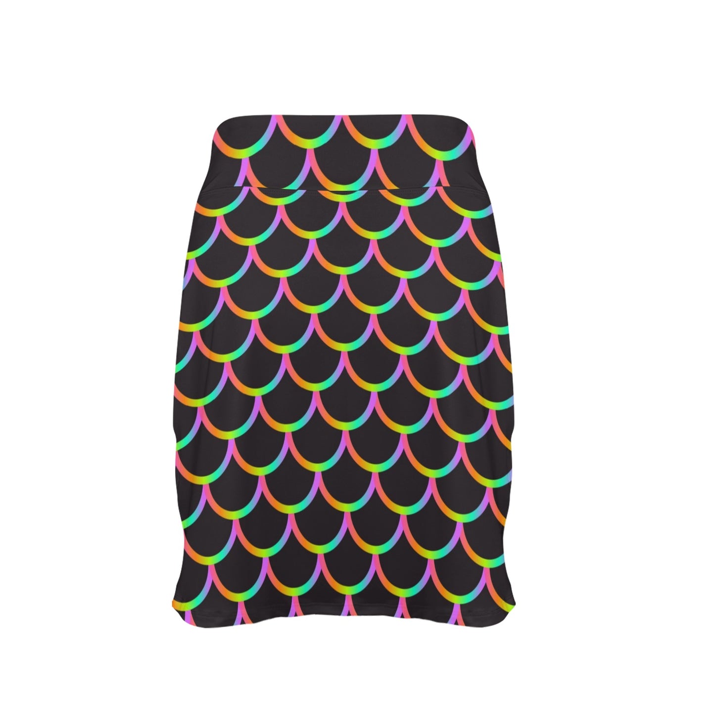 Mermaid Tail Rainbow Design Print 17" Golf & Pickleball Skort with Pockets
