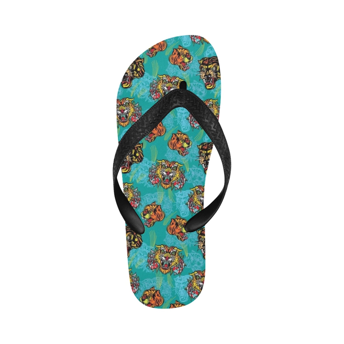 Tattoo Tiger Head Print Design LKS304 Flip Flops