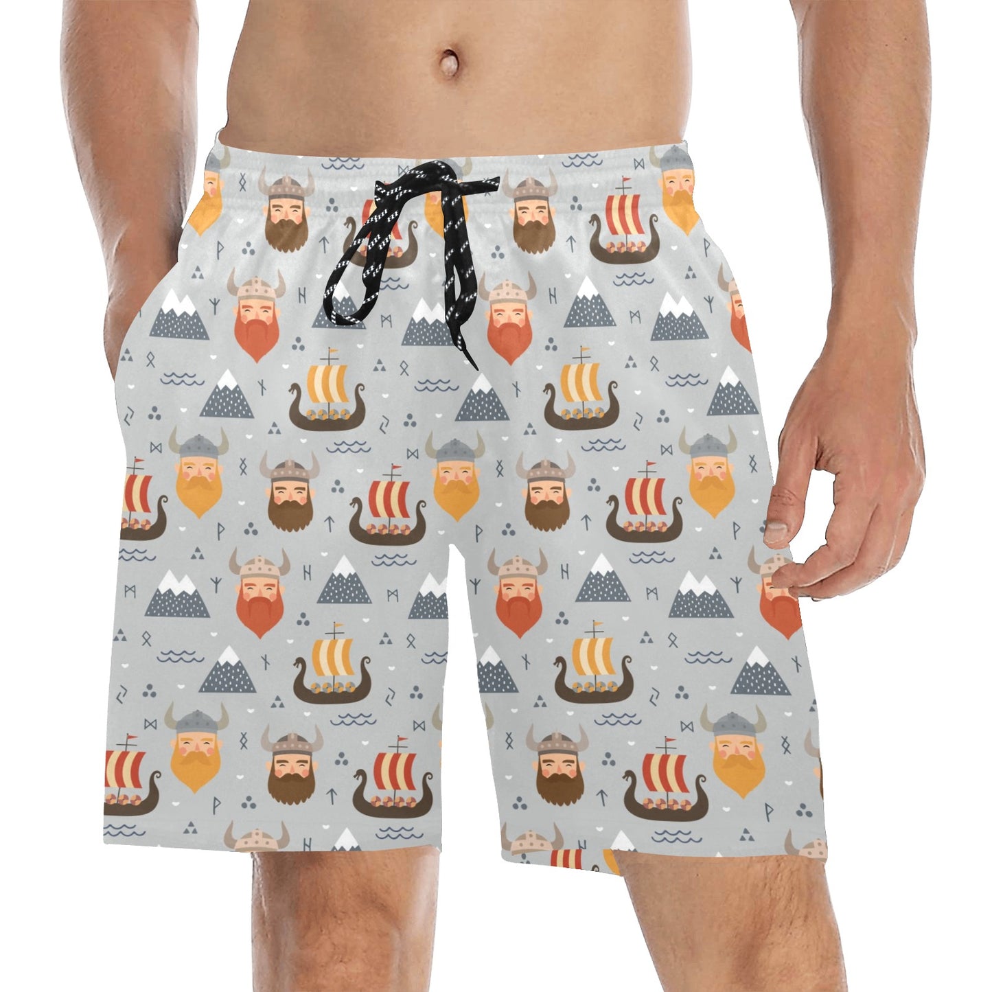 Vikings Print Design LKS307 Men's Swim Trunks Beach Shorts