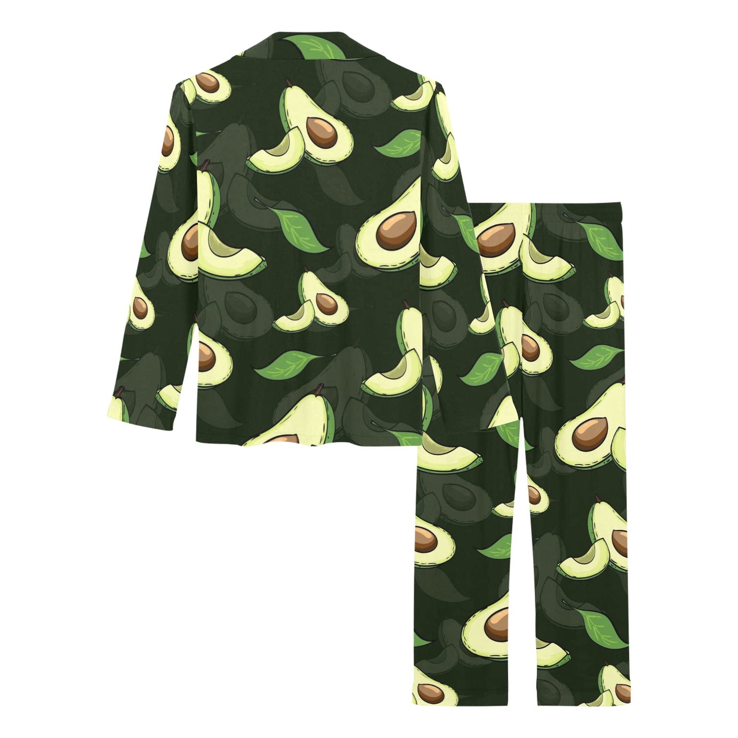 Avocado Pattern Print Design AC07 Women's Long Pajama Set